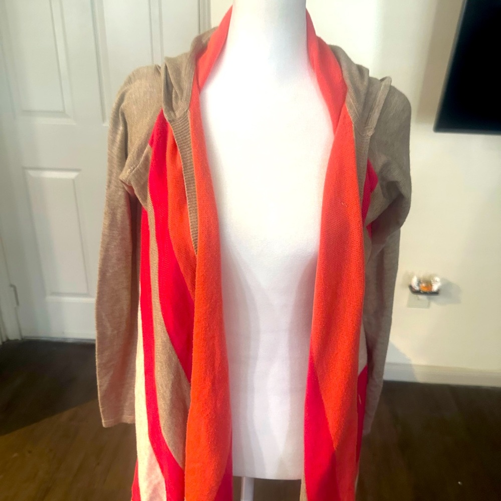 John + Jenn Red and Orange Knit Cardigan